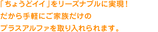 「ちょうどイイ」をリーズナブルに実現！だから手軽にご家族だけのプラスアルファを取り入れられます。