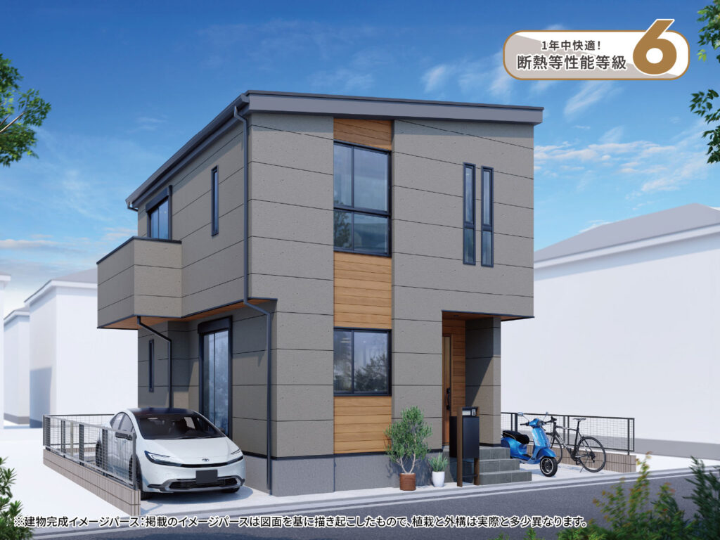 【淵野辺本町4丁目】グレー×木目のシックな外観デザイン。シンプルに、すっきり暮らす。明るいリビングと収納アイデアのある住まい。
